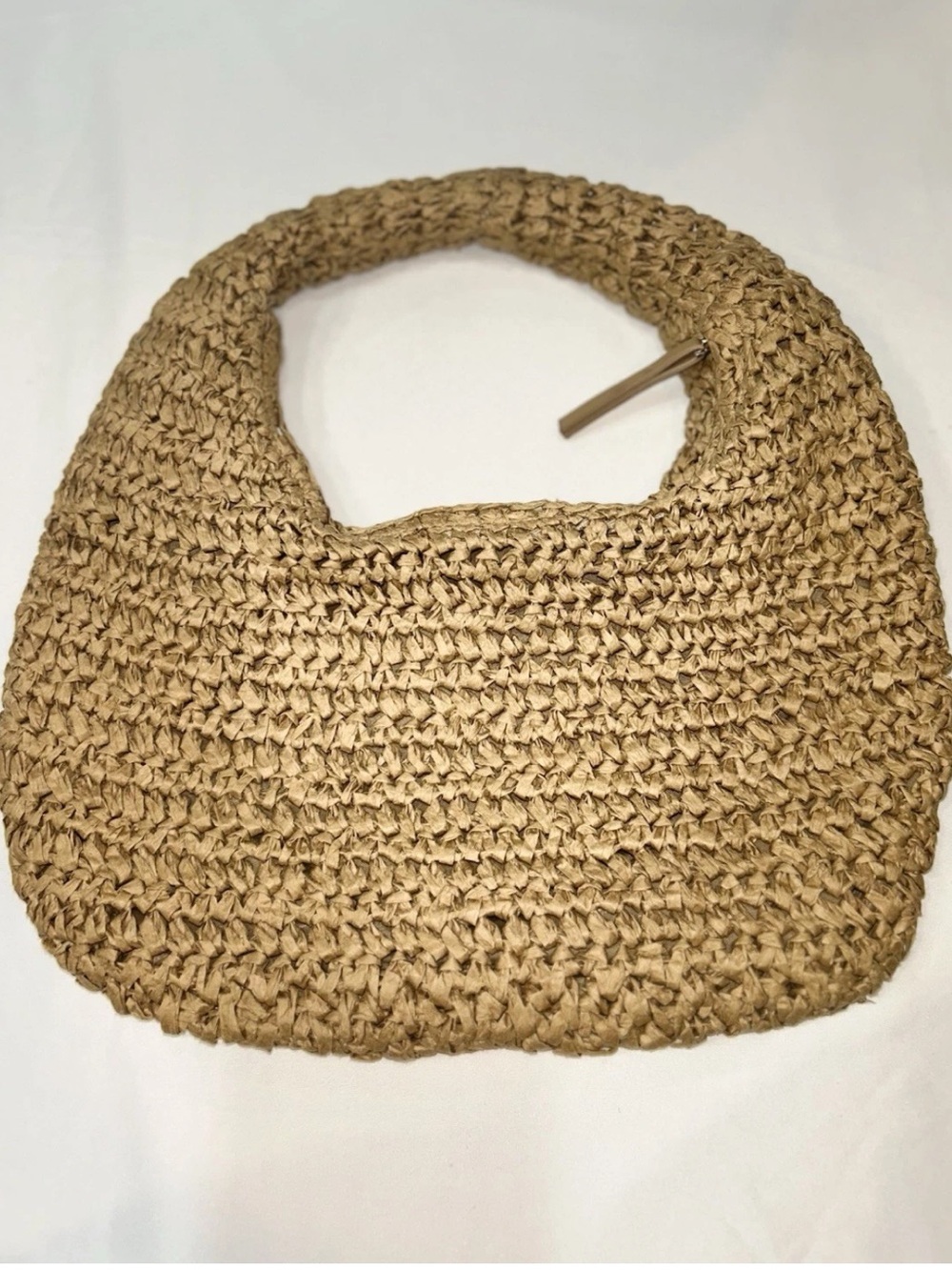 Antik Kraft Boho Tan Straw Crochet Hobo Bag Summer Beach Shoulder Purse Handbag